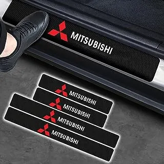 4pcs Reflective 4D Carbon Fiber Car Door Sill Pedal for Mitsubishi ralliart Lancer 9 10 ASX Outlander 3 Pajero Threshold Guard Kick Plates Slip Anti Scratch Protectors Stickers