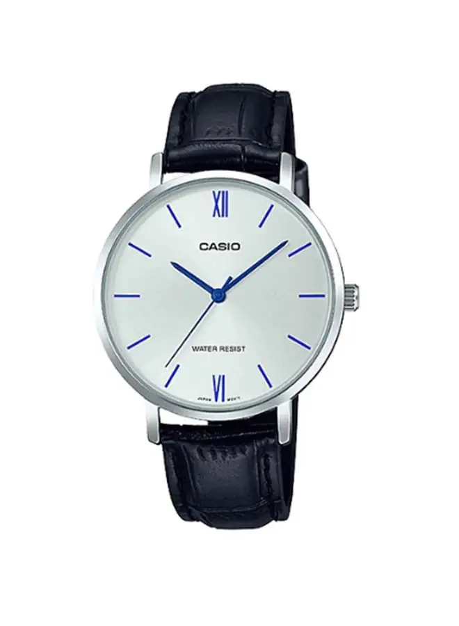 CASIO Women's Leather Analog Wrist Watch LTP-VT01L-7B1UDF - 34 mm - Black