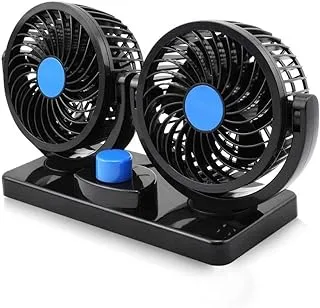 Shomex® 12V DC Electric Car Fan for Dashboard 360 Degree Rotatable Dual Head Car Auto Powerful 2 Speed Cooling Air Fan