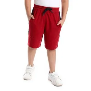 AlNasser Bi-Tone Elastic Waist Boys Short - Red & Black