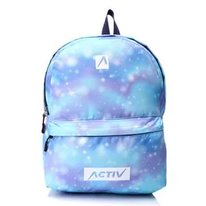 Activ Self Pattern Zipper Closure Backpack - Baby Blue & Purple