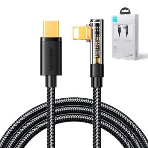 JOYROOM Angled Lightning Cable - USB C For Fast Charging And Data Transfer 20W 1.2 M Black (S-CL020A6)