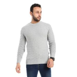 Caesar Grey Long Sleeves Knitted Pullover