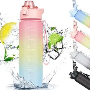 1 Liter Sports Water Bottle, Motivational Water Bottle With Straw.