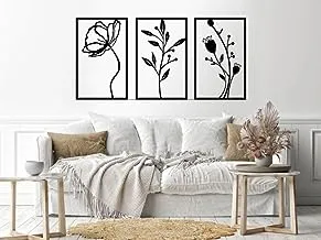 Home Gallery Leaves shape 3 panels Sticker wall decal Black 80x150 H01639