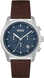 BOSS Casual Watch Leather Strap for Men, Blue