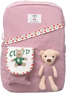 Fabric Unisex Teddy Bear Large Zipper Backpack With Front Pocket And Two Bottle Place For Kids