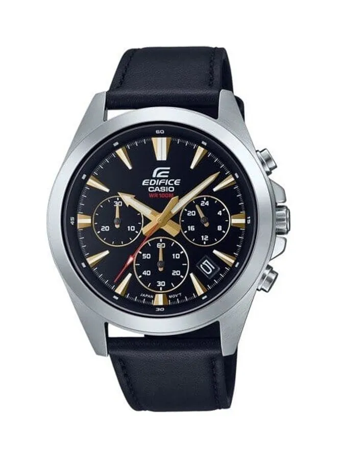 CASIO Men's Edifice Analog Chronograph Black Dial Leather Band Watch EFV-630L-1AVUDF