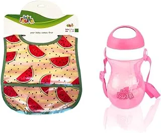 La Frutta (Sport Cup- 18+ Months -360ml & PVC Baby Bib with pocket)