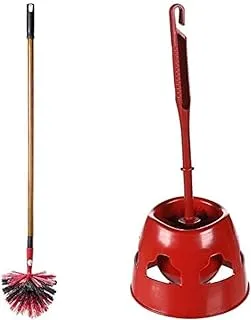 El-Helal Round Duster Head with Printed Extendable Metal Handle + El-Helal Bambo Toilet Brush With Holder