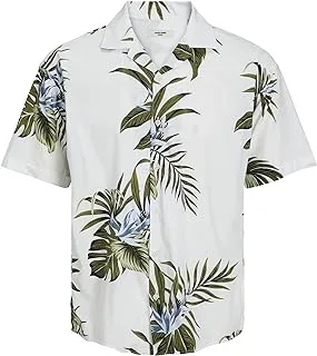 Jack & Jones PLUS Men's Jprblatt ropic Resort Shirt S/S Ps Ss23, Bright White/fit: Loose fit, 3XL