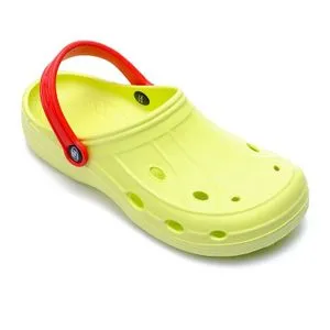 Activ Perforated Oval Toecap Clogs - Lime Green & Red