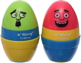 Yalong YL-90016 2 in 1 Sharpener&Eraser Egg Shape Pack of 2 Pieces Assorted color For School, Student, office - Multi Color