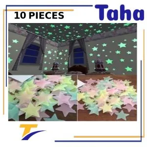 Taha Offer Luminous Stars Glow In The Dark Wall Stickers   10 Pcs