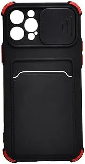 Generic Silicone Phone Case With Camera Protector And Colored Protection Edges For IPhone 12 Pro 6.1 Inch- Black Red