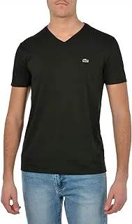 Lacoste Mens V-neck Pima Cotton Jersey T-Shirt,Color:Black,Size:L