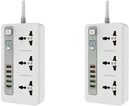 ASPOR A503 Power Socket With 3 Ports And Power Cord 2500 Watt Set Of 2 Pieces- White