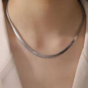 Stainless Steel Herringbone Flat Snake Chain Necklace - 3 Mm