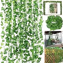 84 Ft-12 Pack Artificial Ivy Leaf Garland Plants Vine Hanging Wedding Garland Fake Foliage Flowers Home Kitchen Garden Office Wedding Wall Décor