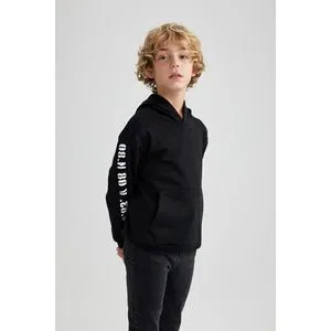 Defacto Boy Knitted Oversize Fit Hooded Long Sleeve Sweat Shirt