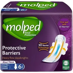 عبوة واحدة من Molped Total Protection طويلة جدًا - 6 وسادات