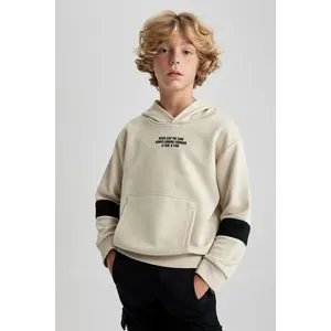 Defacto Boy Knitted Oversize Fit Hooded Long Sleeve Sweat Shirt..