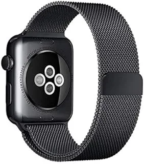 Other Compatible for Apple Watch Band 42mm/44mm, Stainless Steel Mesh Wristband Loop Magnet Band Compatible with Iwatch Series 5/4/3/2 /1(Black, 42mm/44mm) Black