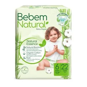 Bebem Natural Baby Diapers Extra Large Size 6 - 22 Pcs