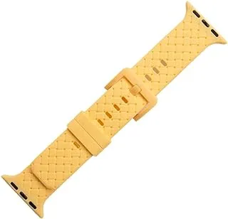 Generic Silicon Waterproof Watch Replacement Strap Lines Design Compatible For Watch 42MM, 44MM Or 45MM - Yellow