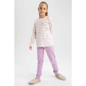 Defacto Girl Homewear Regular Fit Long Sleeve Knitted Pyjamas Set...