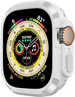OJOS Case Compatible for Apple Watch Ultra 49mm Rugged Case All Around Shockproof TPU Protective Cover Bumper Lightweight and Shock Absorbent for Apple Watch Ultra 49mm (White)
