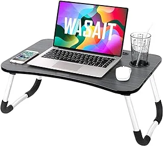 Folding Lap Desk for Laptop Bed Tray Table for Eating, Foldable Bed Table Laptop Stand for Bed, Portable Laptop Workstation Desk Bed Tray with Antislip Legs, for Kids Couch Writing Reading, Black2