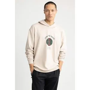 Defacto Man Oversize Fit Hooded Long Sleeve Knitted Sweat Shirt