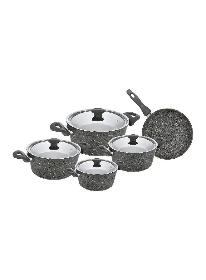 Top Chef 9 Piece Granite Cookware Set (Pot18/20/24/28/Frying Pan26) Grey