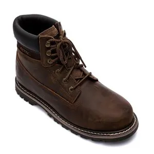 Activ Stitched Lace Up Safety Suede Boots - Mocha Brown