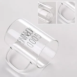 Good Morning Letter Printed Transparent Glass Coffee Tea Mug Drinks Dessert Breakfast Milk Cup Glass Mugs Handle Drinkware 1 Pc