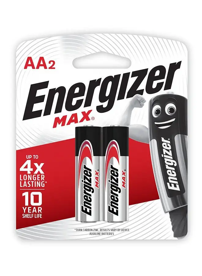 Energizer Energizer Max 1.5V Alkaline batteries - AA  Pack Of 2 Silver/Black