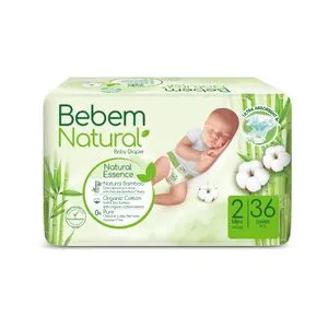 Bebem Natural Baby Diapers Twin Pack Mini Size 2 - 36 Pieces