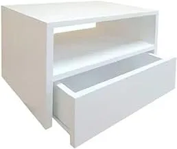 Floating Nightstand Commode Wall Mounted Shelf with Drawer and Open Storage Shelf