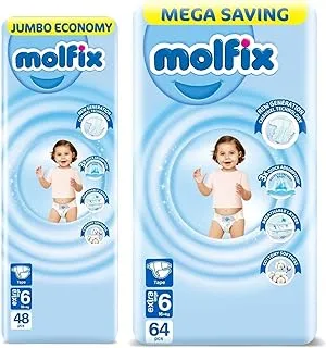 Super Saver Molfix Bundle - Baby Diapers - X-large Size 6-112 Pieces