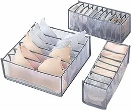 Collapsible Storage Boxes Bra,Underwear Closet Organizer Foldable Container Case Drawer Divider for Necktie Bra Sock Underwear Organizer Home Closet Organizer Boxes Storage Holder(3Pcs) (Grey)