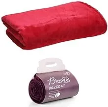 Mintra Microfiber Blanket, Super Soft, 100% Polyester (180 x 220 cm) - Red + Mintra Microfiber Blanket, Super Soft, 100% Polyester (180 x 220 cm) - Purple