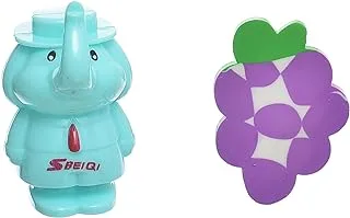 High Qulity Eraser Fruite Shape With Pencil Sharpener Elephent Shape Set Of 2 Pcs For Office,Student - Multi Color