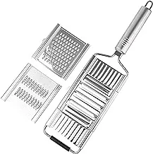 Rinhukio 3 In 1 Multi-Purpose Vegetable Slicer Stainless Steel Cheese Grater For Kitchen Hand Held Fruit Chopper Adjustable Kitchen Tool (3 pcs)