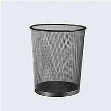 zxb-shop Waste Basket Round Mesh Wastebasket Recycling Bin Wrought Iron Hollow Trash Can Household Metal without Cover Waste Basket for Office Bathroom Living Room Garbage Can (Size : Black-12L)