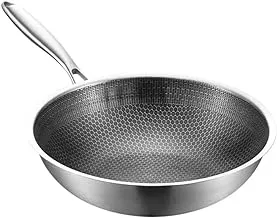 Professional Wok Pan Large Size 304 Stainless Steel Non-Stick Heavy Duty Food Grade Wok Pan (Size:32cm)