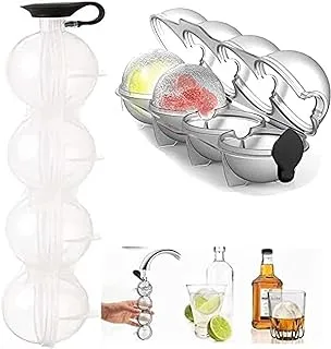 Delavala Ice Ball Maker Reusable Ice Ball Form, Easy Release Mould 4 Hole Whiskey Round Tray Cocktails, Juice, Party, Bar Ice Hockey Mold Summer ice Mould