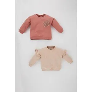 Defacto Babygirl Knitted Regular Fit Bike Neck Long Sleeve Sweat Shirt