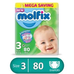 Molfix 3D Midi Diapers - Size 3 - 80 Pcs