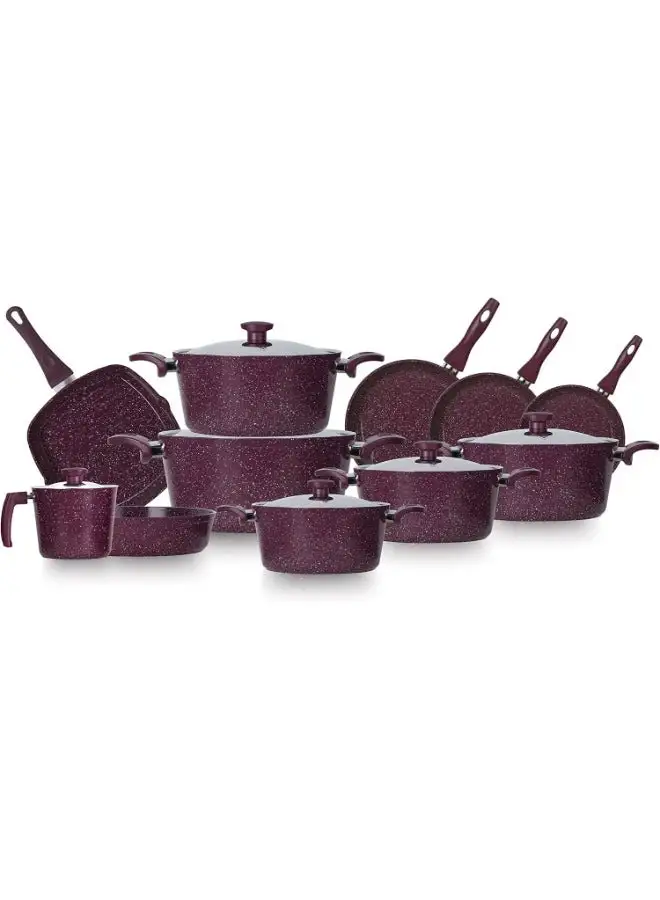 Top Chef 17 Piece Granite Cookware Set (Pot18-20-22-24-28-Frying Pan20-22-24-Tray26-Milk Pot16-Grill28)